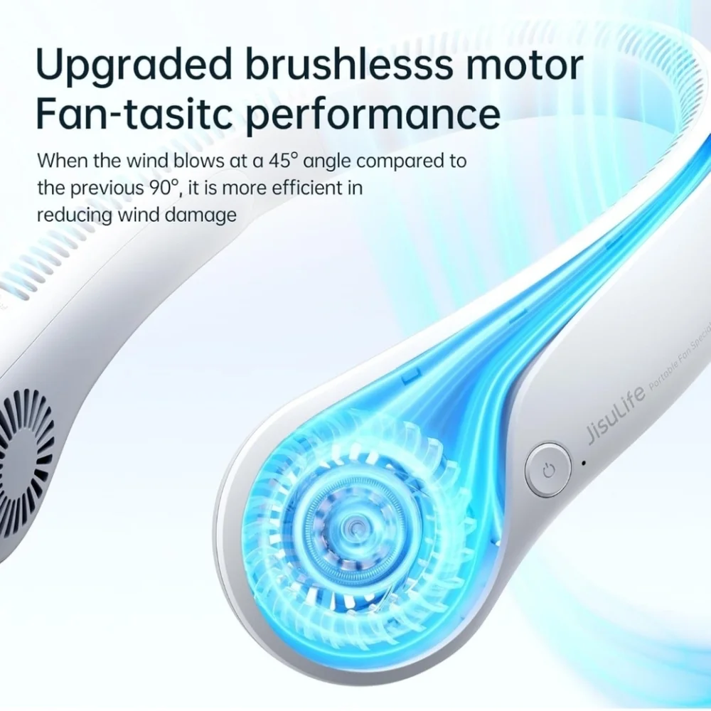 NEW! JISULIFE Portable Neck Fan, Hands-Free Bladeless, 5 Speeds, Rechargable